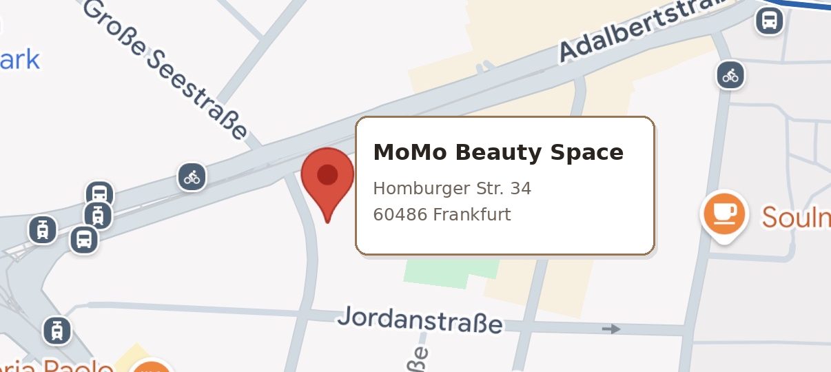 Karte: MoMo Beauty Space, Homburger Str. 34, Frankfurt-Bockenheim